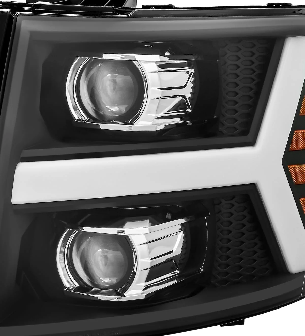 07-13 Chevrolet Silverado PRO-Series Halogen Projector Headlights Black - Image 6