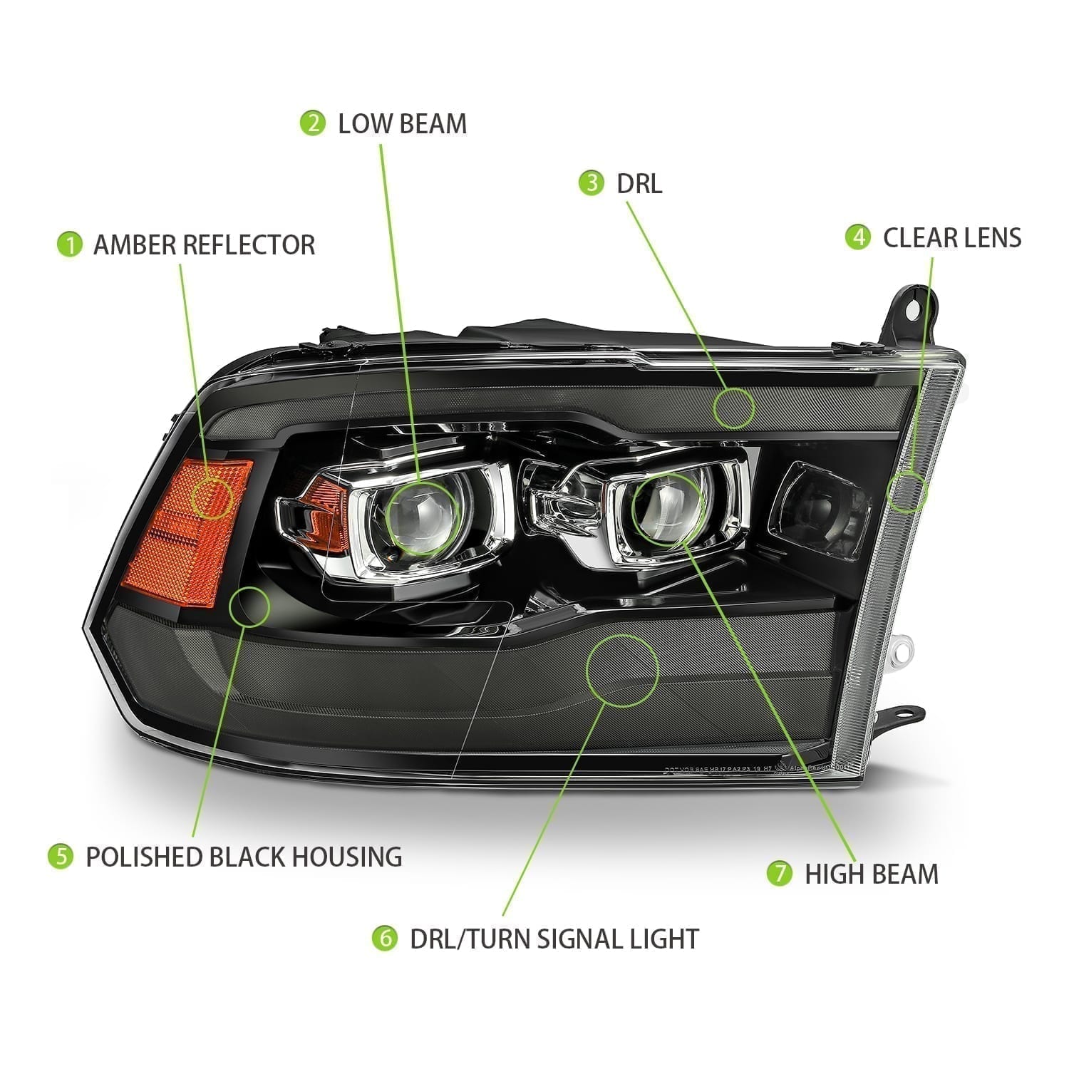 09-18 Ram Truck MK II PRO-Series Halogen Projector Headlights Jet Black - Image 6