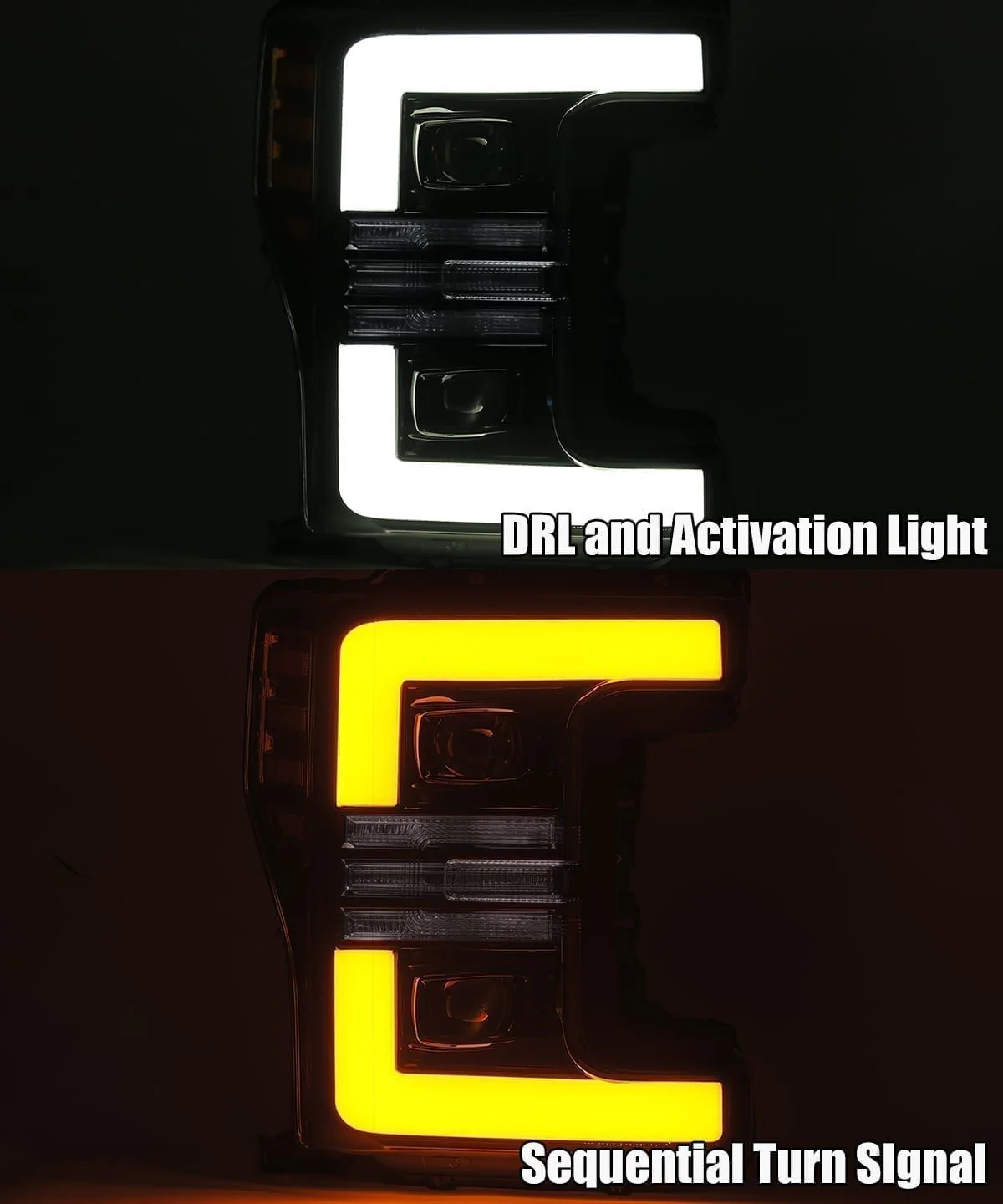 17-19 Ford Super Duty PRO-Series Halogen Projector Headlights Black - Image 4