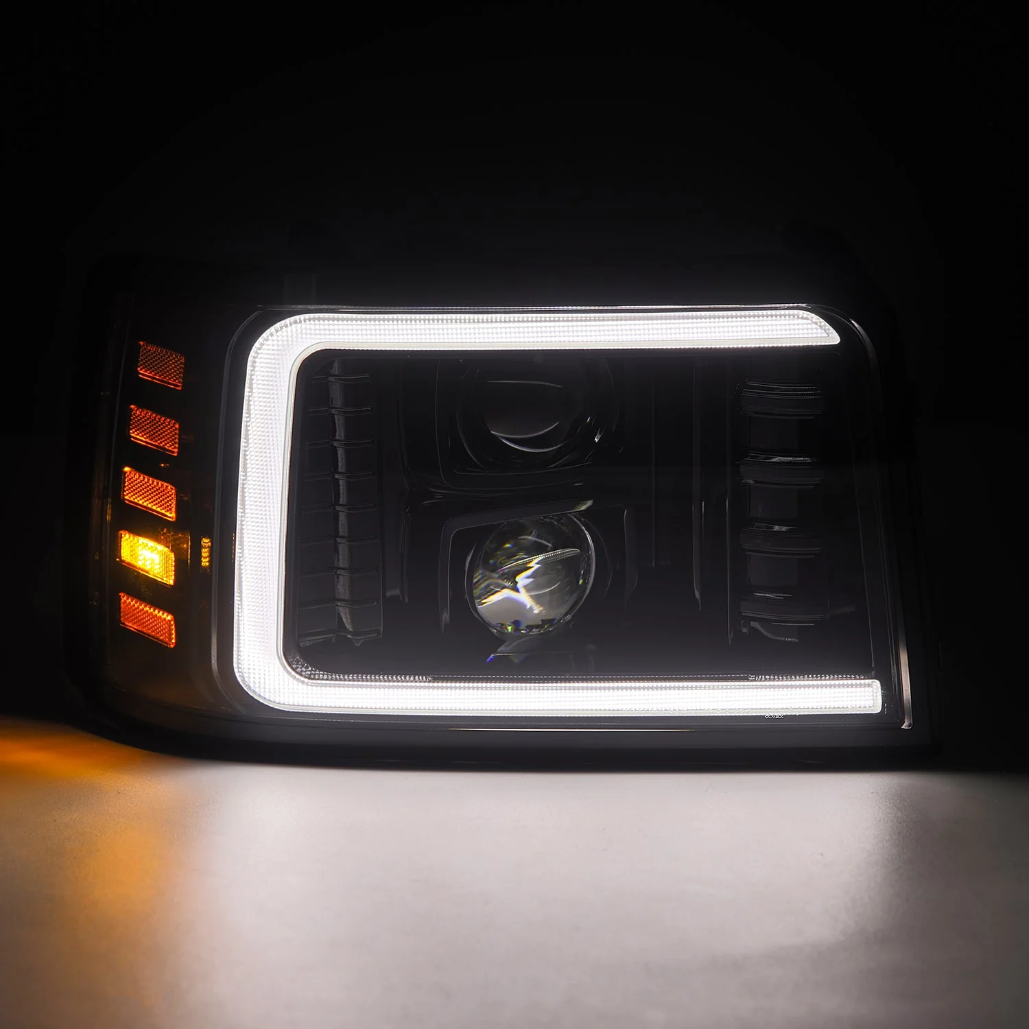 92-96 Ford F-Series/Bronco LUXX-Series LED Projector Headlights Alpha-Black - Image 11